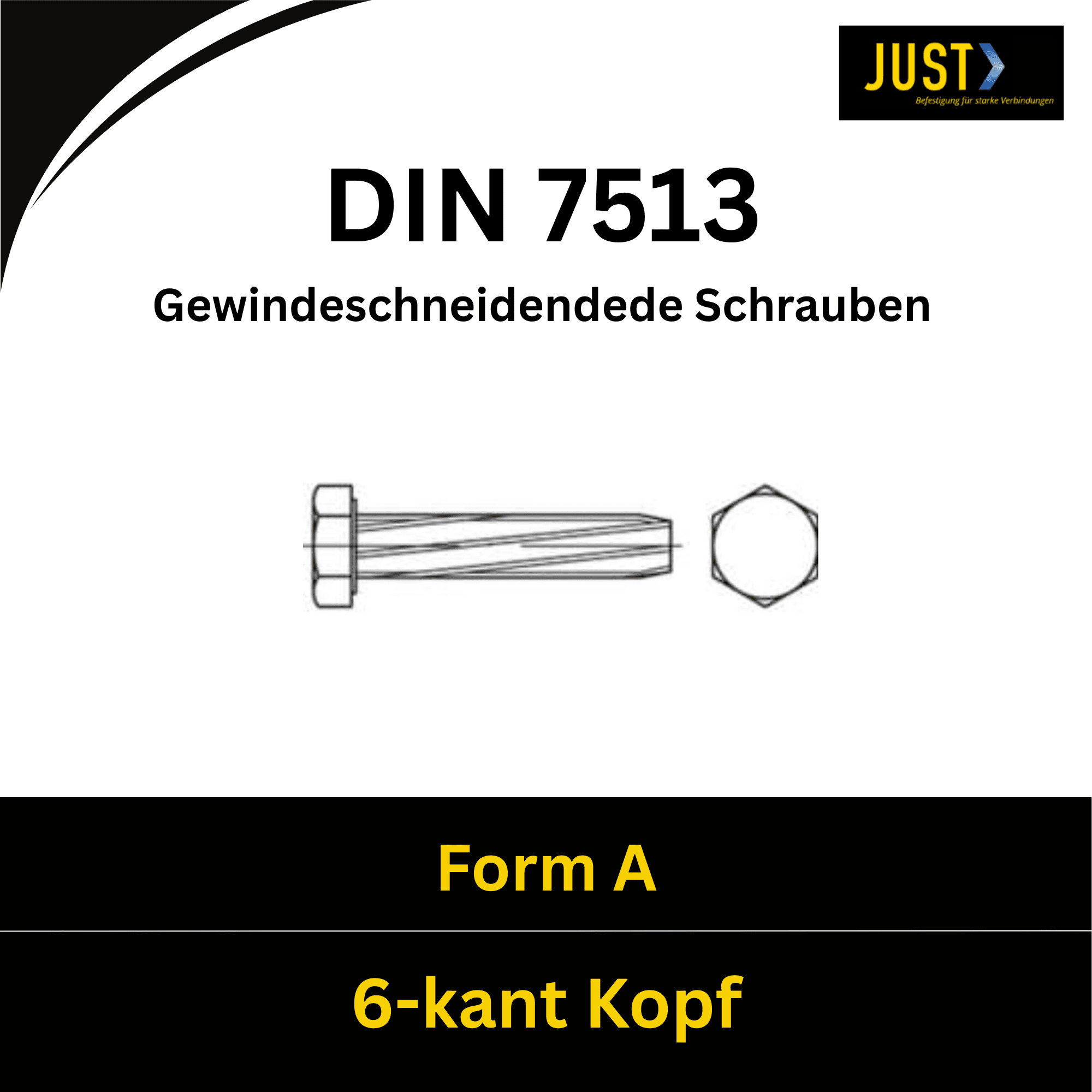 Bild für Kategorie DIN 7513 (A)➤ gewindeschneidende Schrauben - Form A - Sechskantkopf
